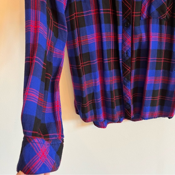 Rails Hunter Electric Blue, Black & Red Button Down Flannel Shirt | S - Picture 4 of 10